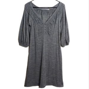 Susana Monaco Gray Ruffled V Neck Long Sleeve Dress Size Small *WITH FLAWS